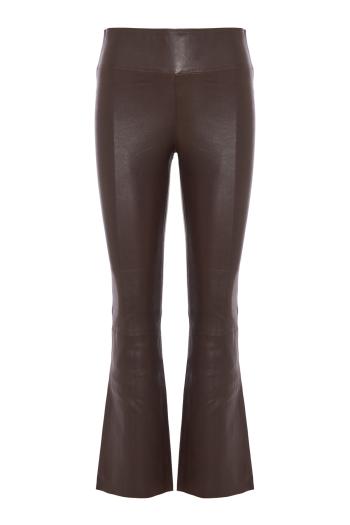 Jackie leather ankle-flare pants in cafe