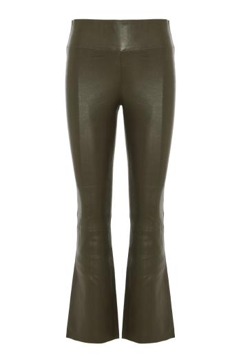 Jackie leather ankle-flare pants in olive