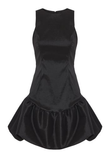 Birgit ruffled taffeta mini dress in black