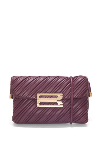 Soft Dorian pleated leather shoulder bag in burgundy