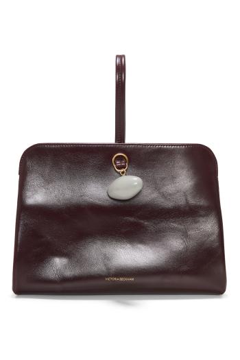 Kizette leather clutch bag in dark burgundy