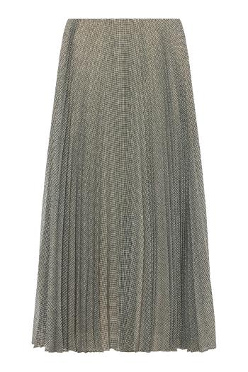Houndstooth pleated chiffon skirt in black
