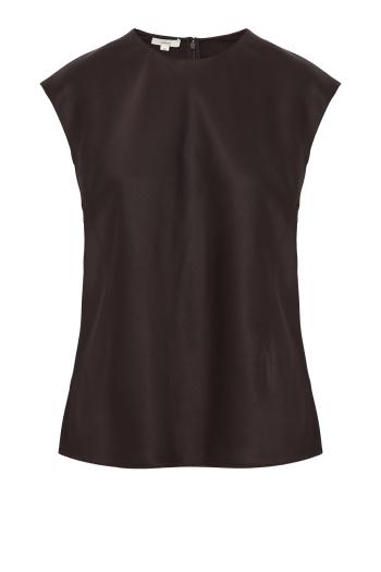 Satin cap-sleeve top in cinderwood