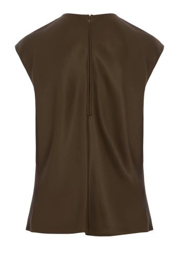 Satin cap-sleeve top in cypress