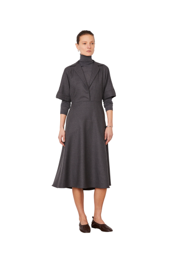 Azelle wool midi dress in mid heather grey