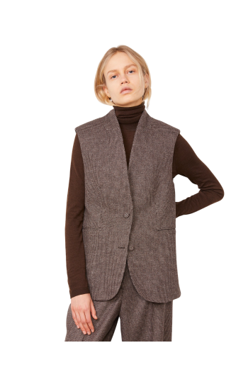 Giomi wool waistcoat in coffee