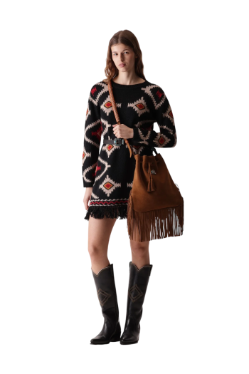 Lilium intarsia alpaca and wool sweater in black