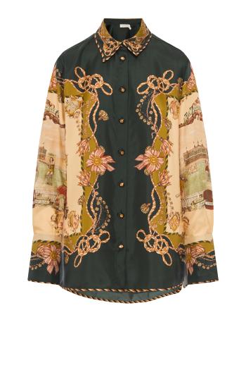 Valiant printed silk shirt in forest scarf