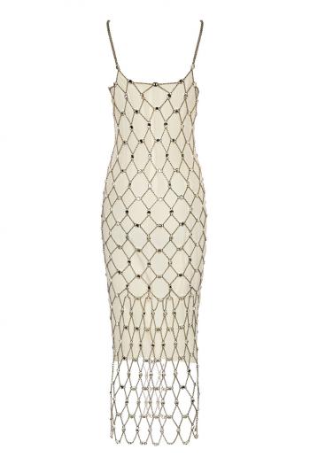 Crystal-embellished chainmail midi dress