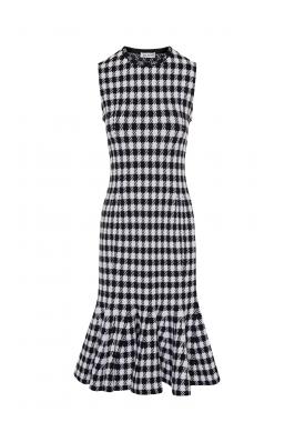Houndstooth knitted midi dress 
