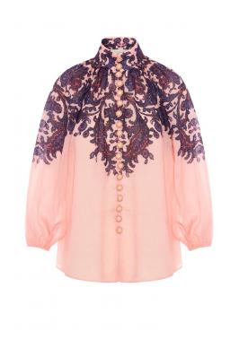 Tiggy billow printed ramie blouse 