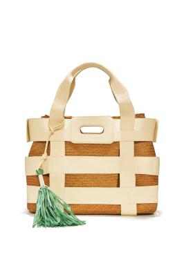 Iraca palm and leather tote 