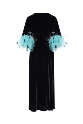 Maga feather-embellished velvet midi dress 