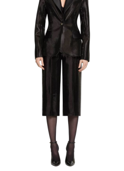 Cropped sequinned satin pants