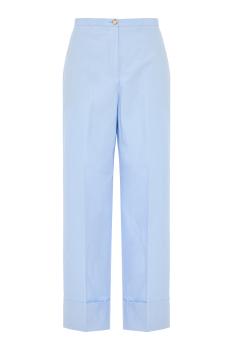 Cotton-poplin cropped pants in light blue 