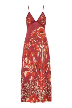 Sendero De Astromelias midi Dress in whine red