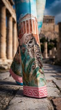 F.R.S. Special Edition - Etere printed silk cuffed pants in owl blue