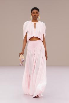 Alchemy crepe caped top in light pink 