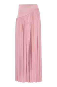 Alchemy Asymmetric pleated jersey maxi skirt in light pink