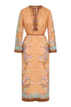 Indra tunic printed linen tunic tnk scarf  midi dress in floral 