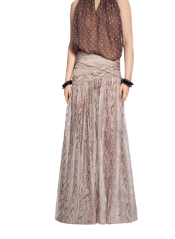 Printed silk-chiffon maxi skirt in python