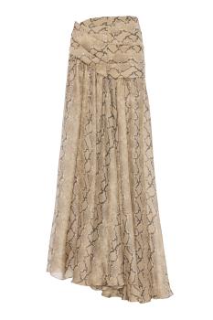 Printed silk-chiffon maxi skirt in python