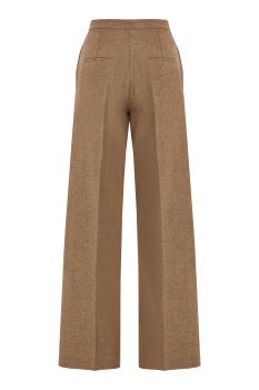 Fishbone cashmere and wool pants in marrone 