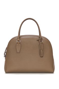 India 12 leather bowling tote bag in smoked taupe 