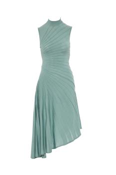 Sculpting wool midi dress in eucalyptus 