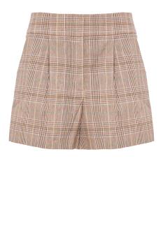 Haina pleated cotton and linen shorts in raisin
