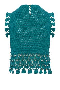 Hand-crocheted cotton top in green