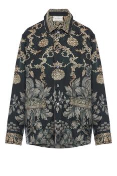 Aloe patch-pocket silk shirt in black