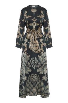 Mutka belted silk maxi dress in black