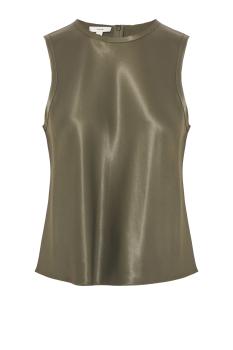 Satin sleeveless top in pine green