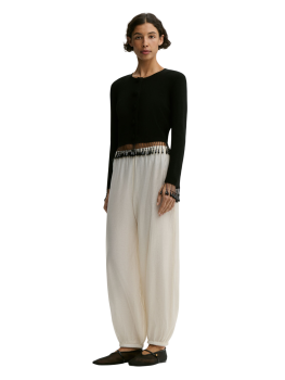 Shelly embellished crepe cardigan in black
