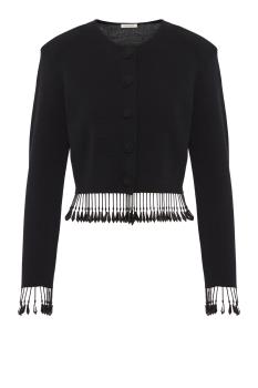 Shelly embellished crepe cardigan in black