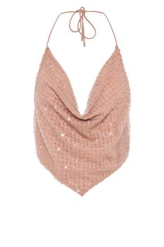 Bethely sequin top in truffle
