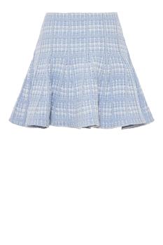 Check knit mini skirt in blue