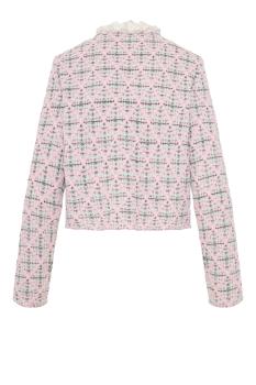 Check knit cardigan in pink