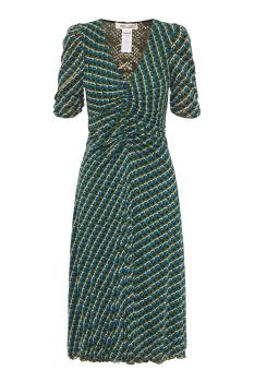 Koren reversible printed midi dress in teal