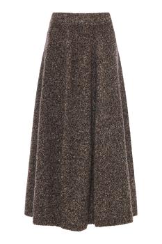 Cocoon bouclé cashmere and silk midi skirt in chocolate
