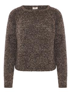 Cropped bouclé cashmere and silk sweater in chocolate
