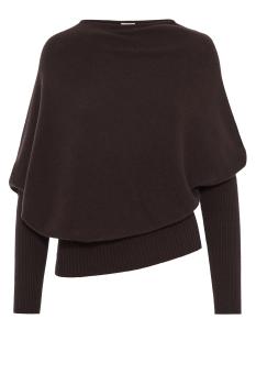 Asymmetric cashmere sweater in ebony