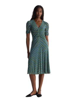Koren reversible printed midi dress in teal