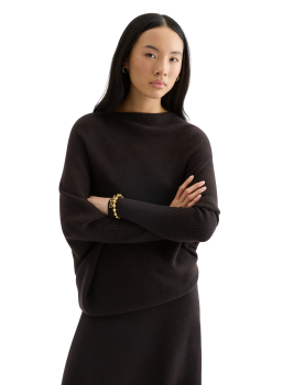 Asymmetric cashmere sweater in ebony