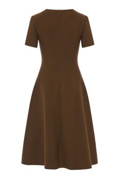 Jacquard cotton-blend midi dress in cigar