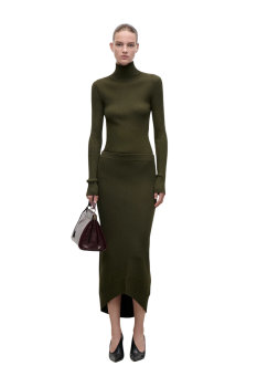 Ribbed merino wool-blend sweater in marsh green