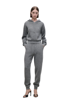 Klara knitted merino wool-blend joggers in mid grey marl
